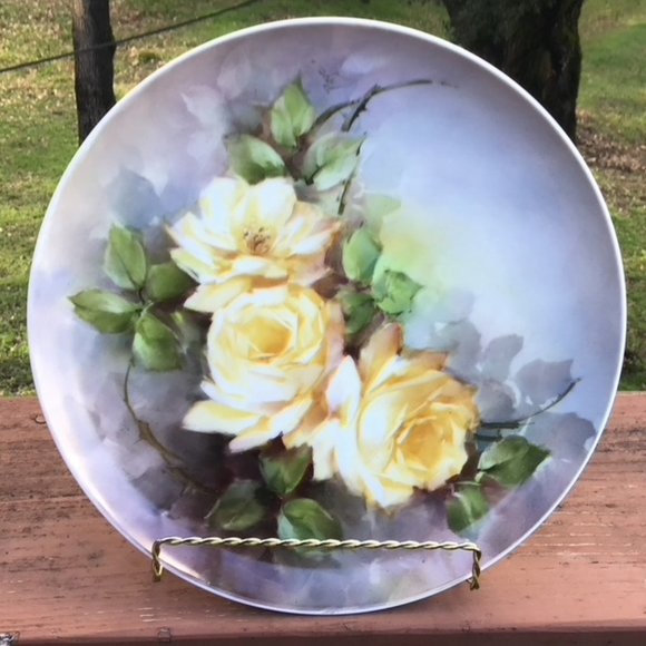 👽👽 Beautiful Hand Painted Yellow Rose Plate 👽 2 For$ 20 - Picture 1 of 5